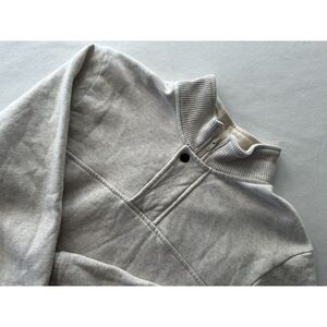 ORVIS‎ Mens Medium 1/4 Zip And Snap Button Beige Fleece Pullover Sweatshirt